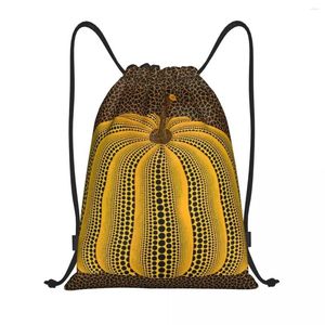 Alışveriş Çantaları Yayoi Kusama Kabak Drawstring Çantası Kadın Erkekler Taşınabilir Spor Spor Salonu Sackpack Soyut Sanat Eğitim Sırt Çantaları