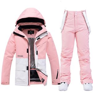 Ski Suit Winter Men Women Splicing Snow Ski Jacket Warm Windproof Thickened Snowboard Pants Waterproof Alpine Ski Suit 231221