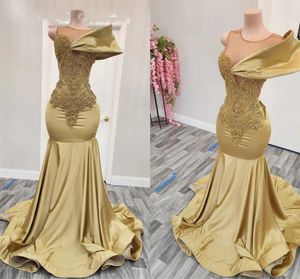 Champagne O Neck Long Prom Dress For Black Girls Beaded Crystal Birthday Party Dresses Evening Gowns Gown Robe De Bal