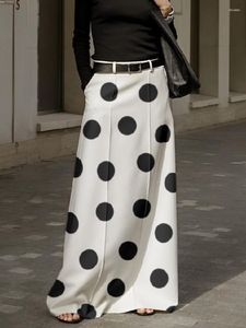 Skirts Lemongor Fashion Polka Dot High Waisted Long Bottoms Summer Casual Going Out Maxi For Women 2023