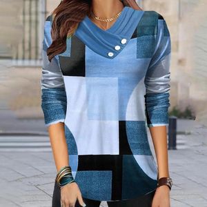 Kvinnors blusar klädda för kvinnor vinter baggy långärmad grafisk tees v hals topp tee skjortor