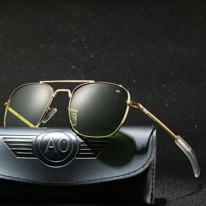 Sunglasses With Case Aviation AO Men Designer Sun Glasses For Male American Army Military Optical Glass Lens Carton328S