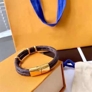 Designer Leather Bracelet For Mens Women Brand Luxury Jewelry Gold Bracelets Pendant Lock Female High-end Elegant Fashion New 2203288T