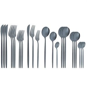 Talheres de aço inoxidável dourado cobertos 24pcs de talheres de tabela de tabela de ouro conjunto Lnife Fork and Spoon Couverts de Tabela VAISSELLE X0284E