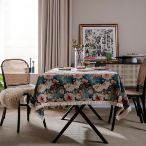 Tovaglia americana jacquard olio dipinto di pittura copertura spessa bue fiori bue tavolo da pranzo rettangolare tavolo da tavolo da tè 231221