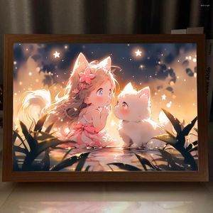 Night Lights Creative Ins Light Painting Po Frame Tabletop Decoration Bedside Ambient LED