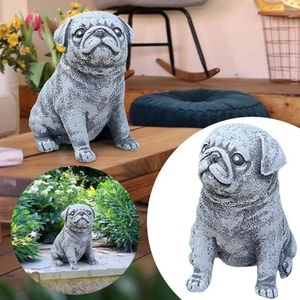 Decorations Garden Decorations Cute Pug Dog Statue Puppy Sculpture Imitation Stone Resin Crafts Ornaments Backyard Decor Outdoor Patio Decorat