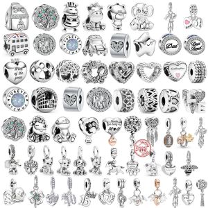 925 Silver European Fashion Digital Dog Family Bead Pendant Suitable for PAN Women's Original Charm Bracelet Gift Fine Jewelry Production Free Shipping