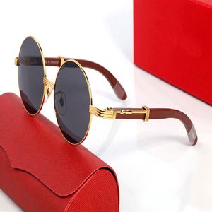 Óculos de sol clássicos de designer masculino para mulheres Big Round Gold Gold Frame Fixed Sunglass Oval Goggle Man Woman Vintage Brand Eyeglass W255J