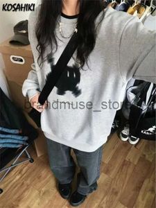 Kvinnors hoodies tröjor Autumn Y2K estetik preppy katttryck o nack hoodies kvinnor lös trendig alla matchar avslappnade tröjor koreanska grunge tröjor J231222