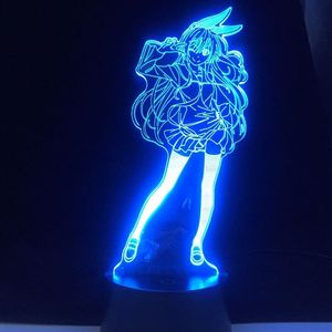 Śliczny japoński Waifu 3D Night Light Anime Lampa Yumeko Jabami z Kakegurui Compulsive Gambler Decor USB Drop284y