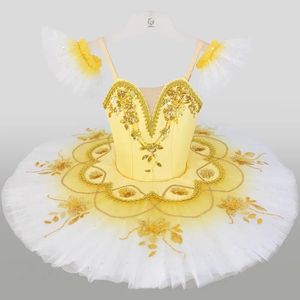 Dancewear Nuovo stile Dancewear per bambini Nero Rosso Abbigliamento da fabbrica Ginocchio Classico Abito da fata Costumi da balletto su body tutù Giallo