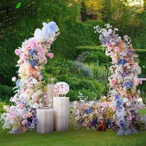 Decorative Flowers Pink Blue Rose Peony Hydrangea Wedding Backdrop Horn Arch Decor Arrangement Floral Event Flower Stand Props Window