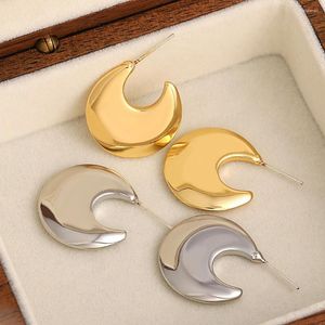 Orecchini a cerchio GreaterA Chunky Smooth Metal Moon a forma di donna alla moda in oro in argento geometrico Gioielli da festa