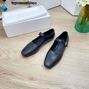 The Row Jane Flatfoot Shoes in Mary Small Market 2023 New Square Headed Single Shoes Small Leather Shoes Genuine Leather Ballet Women