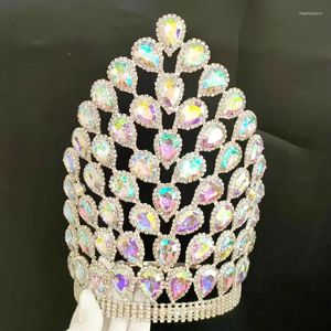 Haarklammern Luxus silberne AB -Farbkristall Tiaras Krone große große Schönheit Frauen