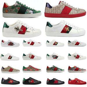 Designer Women Mens Platform Casual Shoes Outdoor Shoes Bee Ace Sneakers Snake Tiger broderade White Green Stripes Python Leather Chaussures Classic Trainers