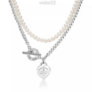 2024 Designer T Family/Ti Family Love Pearl Heart Halsband med diamant inlagd tjock kedja ot fashionabla och avancerade