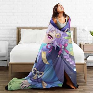 Blankets Genshin Impact Games Blanket Coral Fleece Plush Print QiQi Cute Girl Multi-function Super Soft Throw For Sofa Outdoor