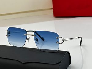 Tasarımcı Güneş Gözlüğü Kadınlar Retro Büyük Çerçeve Marka Tasarım Vintage 55mm Gözlük Çerçevesiz Karto Gözlükleri Erkek Gölge Moda UV Gözlükler Orijinal Kılıf