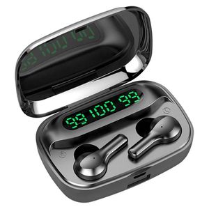 Hörlurar R3 mini trådlös Bluetooth -hörlurar V 5.0 TWS Fingeravtryck Touch Earbuds Surround Sound Headset Three LED Power Display Sport Head