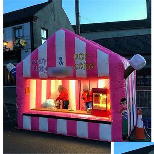 Zelte und Schutzhütten rosa weiße aufblasbare Konzessionszelt Gepassungsgemäße Outdoor -Events Luft geblasene Süßigkeiten Flosskabine Karneval Ice Cream ho dhcqw