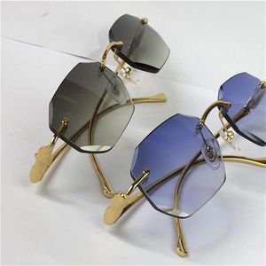 selling vintage sunglasses irregular rimless 5634295 diamond cut glasses retro animal temples fashion avant-garde design uv400 lig285V