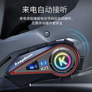 Шлема -гарнитура Bluetooth Motorcycle Bluetooth -гарнитура со светом внутри полного шлема Длинной выносливо -гонщики Водонепроницаемой Q231222