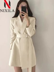 Spring Autumn Long Style Blazer for Women Outerwears Office Lady Coats Loose Fit Retro Elegant Clothing Women's Jacket 231222