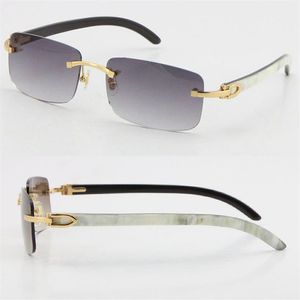 Cały styl sprzedaży 8200757 Ograniczne okulary Oryginalne oryginalne naturalne czarno -białe pionowe paski Buffalo Rimless 8200758 270p