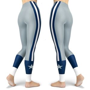 COLORFULAURORA ApparelSexy lady leggings Gray blue white stitching and stripes print 231221