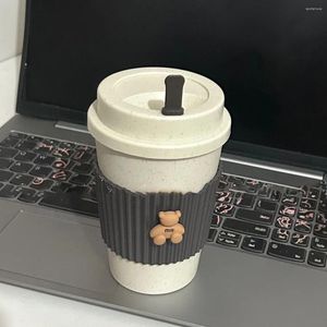 Muggar Söt och minimalistisk amerikansk kaffekopp med nallebjörn värmebeständig modern muggstudentlock anti Drop Gift