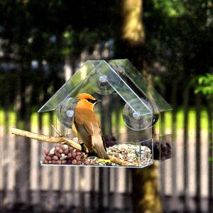 Window Wild Bird Feater House Transparent Table Avtagbar sugkoppar Skjutfoder Tray för Garden Patio Yard 231221