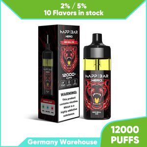 happ12000puffs bar vapers充電式の使い捨て12kpuffsポッドデバイス16ml 2％5％nic saltベストテイストベイパージュース蒸気装置LEDライト