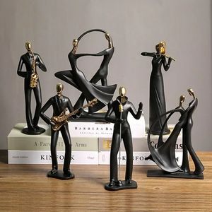 Ornamenti della band di decorazione di resina creativa Ornamenti per la casa Musician Musician Miniature Gold Figurine Figurine musicali Ornamenti 231222