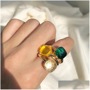 Band Rings Elegant Women S Finger Knuckle For Engagement Wedding Gracef Accessories 21 Color Candy Style Crystal Stone Jewelry Drop D Dhayt