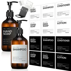 Liquid Soap Dispenser Bathroom With Wall Waterproof Empty And 16oz Sub-bottle Hands Bottles Decor Kitchen Labels Shampoo