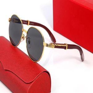 Rund designer solglasögon för kvinnor mode mens solglasögon uv400 skydd oval sport vintage överdimensionerad full ram trä ögoneglass195c