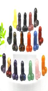 2QUOT Mini Penis Figurina Naturale Stone Arts and Crafts Crystal Reiki Healing Home Decoration Collezione Gemstone Quarzo Statua 3102936