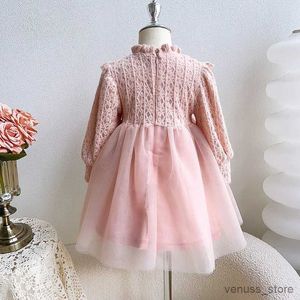 Flickans klänningar Girls 'Dress Winter New Chinese Style Dress Lace Dress Girl Plus Velvet Princess Dress Girls Clothes Ropa De Nia