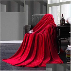 Cobertores Red Blanket Blanket Brote macio no sofá -cama Plandeis de viagem adt têxtil home têxtil colorido de parto de parto têxteis de jardim dhlbq