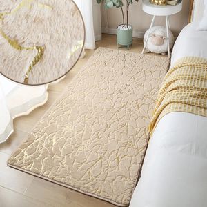 Faux Rabbit Fur Rug Soft Fluffy Mats Bedroom Golden Marble Carpets Living Room Decoration Luxury Bedside Rug Kids Carpet Room 231222