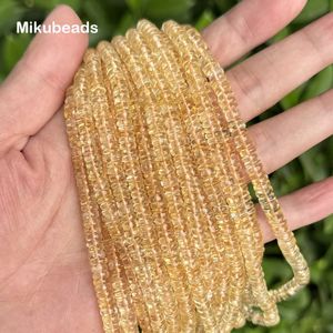 Partihandel Natural 455515M Citrine Rondelle Loose Pärlor för smycken som tillverkar DIY -armband Halsband Mikubeads 231221