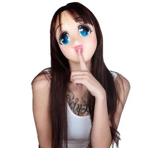 Maskeler Parti Maskeleri (KL001) Yarım kafa kalitesi el yapımı kadın/kız lateks Japon anime çizgi film karakteri cosplay silikon kigurumi maske bi