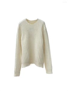 Kadınların Sweaters Uzun kollu kazak kazak ekibi Crewneck Orta uzunlukta ince fit versiyonu düz renk örgü tasarımı konforu 2024 Kış Baharı