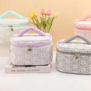 Cosmetic Bags Bag For Women Large Capacity Floral Portable Makeup With Brush Holder Travel Toiletry Organizer Storage Case