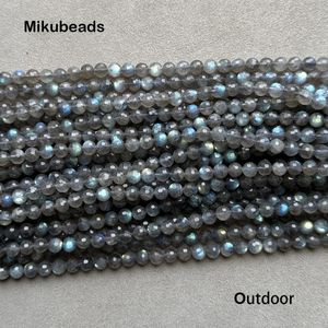 Natural AA Labradorite 6mm Faceted Shinny Round Loose Beads For Jewelry Making DIY Bracelets Necklace Strand Wholesale 231221