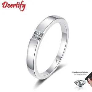 Ringos de cluster Princesa certificada D 0,3ct Missanite Diamond Engagement Band 10K White Gold Bridal Proposition Ring