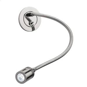 Lampen Topoch über dem Kopfteil, Leselampen, Wandeinbauleuchten, schmale Platte, flexibler Arm, Ein-/Aus-Schalter, 3 W, LED, Chrom-Finish, für Hotelresidenzen