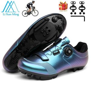 Sapatos de ciclismo Sapatos de esportes MTB Men Road Bike Cycling Sapatos NONSLIP TRIATHLON TRIATHLON SPD SAPATOS DE AONLOGEM DE ALEJA Tamanho grande para 48#